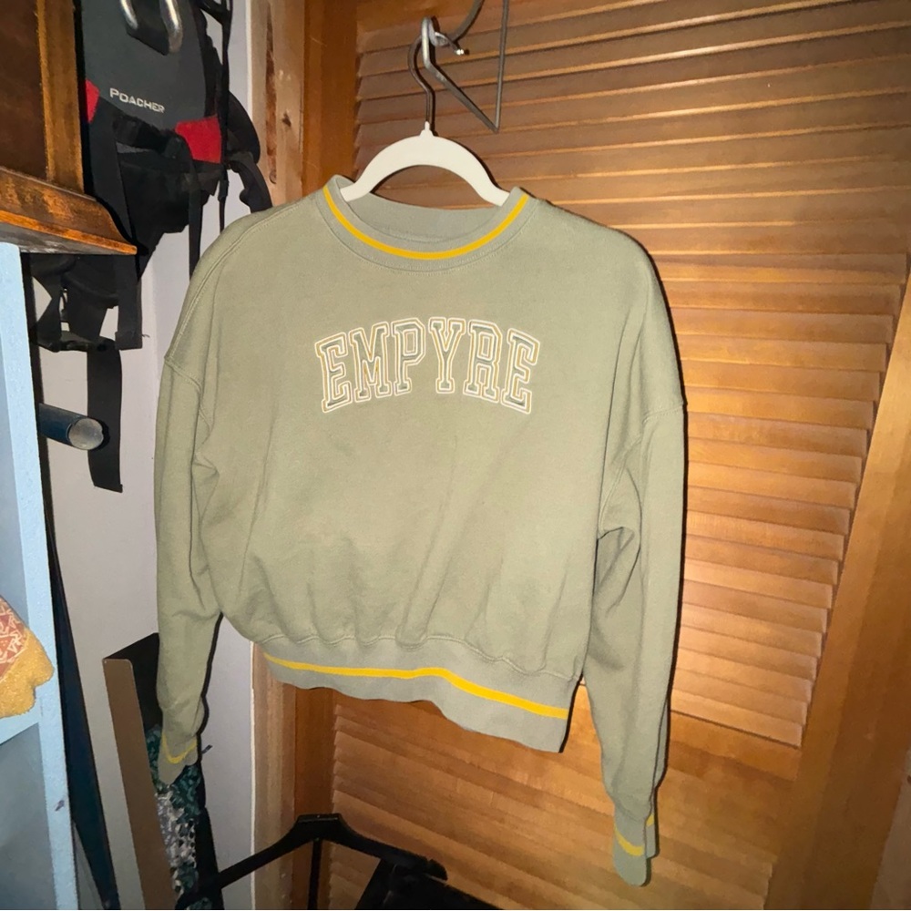 Empyre tan Crew Neck Sweater with Mustard Highlights